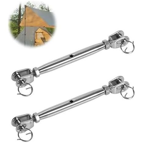 2 Pièces M6 Tendeurs à Vis, 304 Câble Tendeur Inox, Ridoir D'auvent, pour Voilier, Auvent - (1/5)