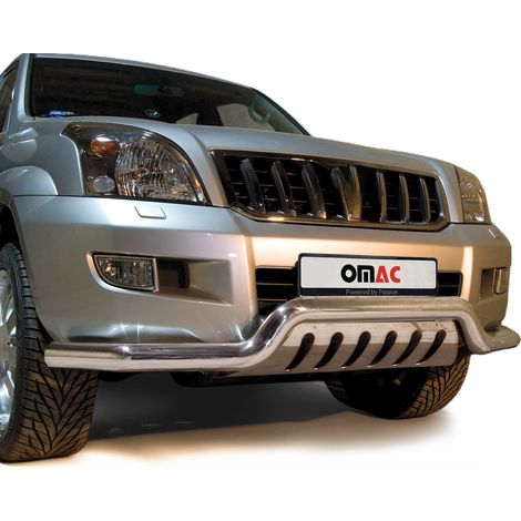 Pare-Buffle Avant Pour Toyota Land Cruiser 120 2003-2009 Argent Inox (1/5)