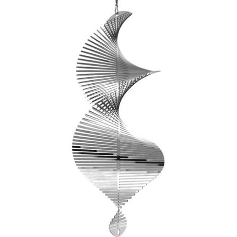 Carillon à Vent Spiralé 3D Argenté Double Face, Suspension Décorative pour Jardin, Terrasse et Balcon (1/5)