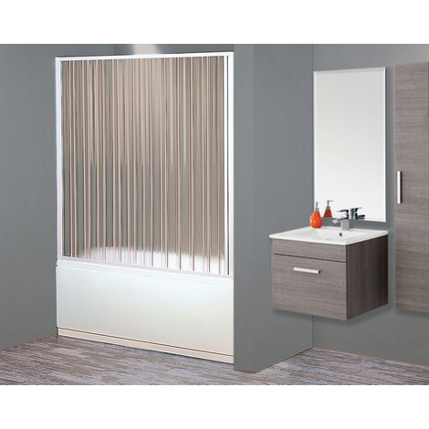 Box Doccia per Vasca in PVC a Soffietto Nicchia Cabina Sopravasca Parete un Lato (1/2)