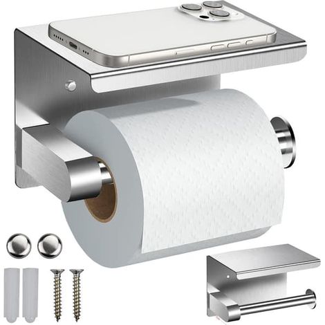 Porte-papier toilette avec étagère - Design loft en acier (1/5)