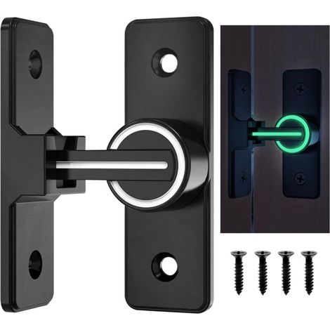 Verrou de porte coulissante lumineux, loquet à boucle en alliage de zinc, angle de 90°, avec 4 vis pour porte ou fenêtre.