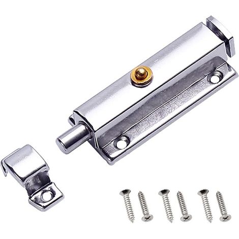 Verrou de porte de 10 cm pour porte intérieure, loquet à ressort en acier inoxydable, loquet coulissant fin (1/5)