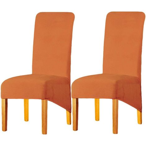 Stuhlbezüge XL Orange 2er Set, Stretch-Samt, elastisch, waschbar (1/5)
