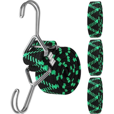 Spanngummi mit Haken 100cm, 4er Set, verstellbar, flach, extra stark