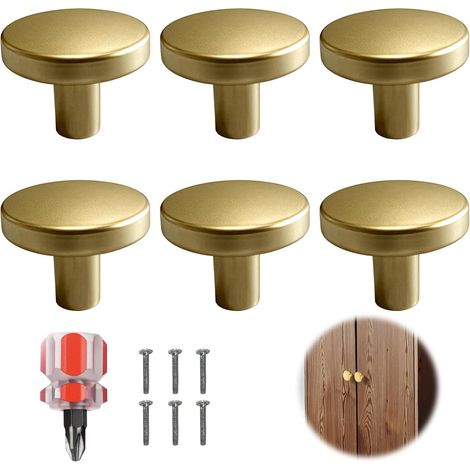 (6 Stück) Goldene Möbelknöpfe, elegante Möbelgriffe für Schränke, Kommoden, Buffets und Kleiderschranktüren (1/5)