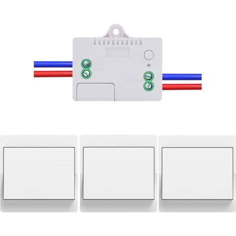 EU interrupteur sans fil sans piles Lot de 3 kit interupteur sans fil autoalimente va et vient sans fil sans pile radio interrupteur a distance eclairage domestique (EU 1Gang 3V1 A) (1/5)