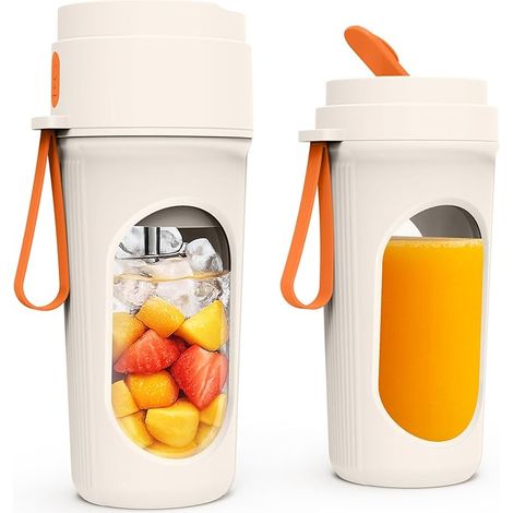 Frullatore elettrico portatile, frullatore per frullati da 450 ml con tazze, potente frullatore per frullati da 21.000 giri/min con 12 lame, mini frullatore per frullati per cucina, palestra, ufficio 