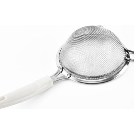 Feines Mehlsieb aus Edelstahl und Pp mit Rostfreiem Feinmaschigem Sieb zum Backen für Puderzutaten in Weiß Handliches Einhandsieb für Präzises Sieben (1/5)