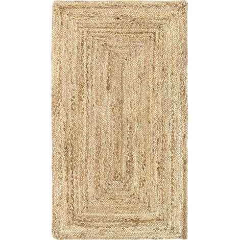 Tapis Jute Naturel, Couleur Naturelle, Tressé à la Main, Tapis pour Salon, Salle à Manger, Chambre, Couloirs, Couleur Naturelle (60x110cm)