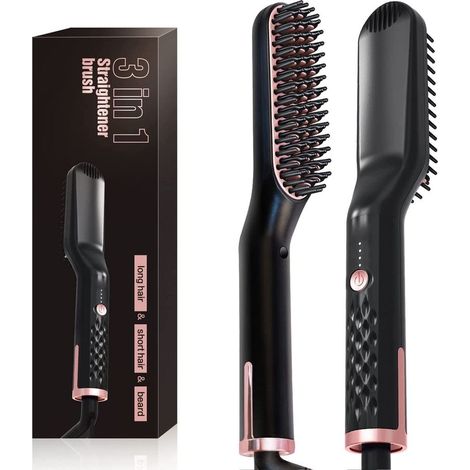 Bartglätter, fer à lisser, 3 en 1 Glättbürste, multifonctionnel et rapide Glättungsbürste pour la Barbe et les Cheveux, flexible de BRICOLAGE Style (1/5)