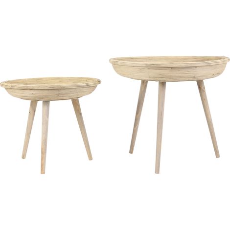 Light & Living Beistelltisch Set von 2 Colon Natur - Ø46x39 +
