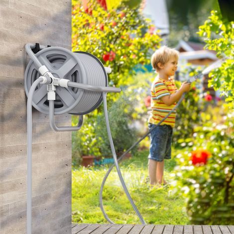 20 m + 2 m Gartenschlauchaufroller, verstellbare 2-in-1-Düse, zur Wandmontage oder freistehend (1/5)