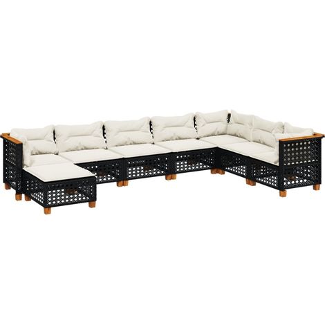 Maison Exclusive - Set Divani da Giardino con Cuscini 8 pz Nero in Polyrattan (1/5)