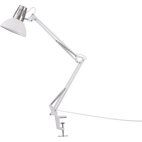 Paco Home Luminaria LED Lámpara Mesa Decoración Escritorio Estudio Despacho E27 Lámpara de mesa - Blanco, Plata 1