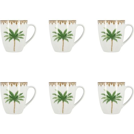 Lot de 6 mugs 35cl en porcelaine, ATLAS