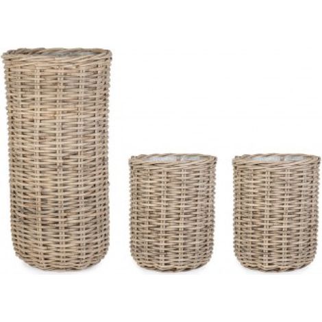 Set 3 Cesta Jefri ovale con rivestimento interno in nylon da esterno -Naturale (1/2)