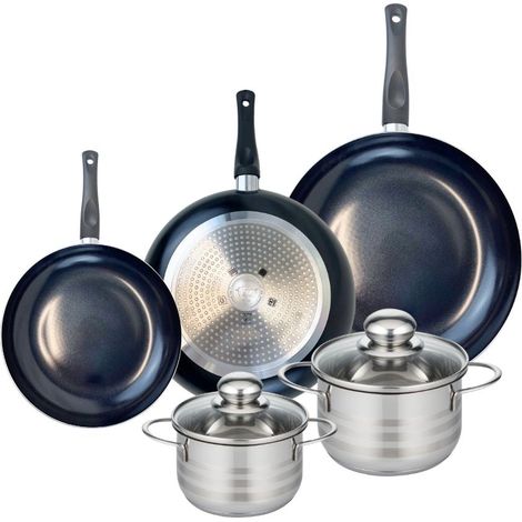Ensemble de 3 Poêles de cuisson 20, 24 et 28 cm et 2 faitouts 14 et 16 cm Elo Prima Brillant (1/5)