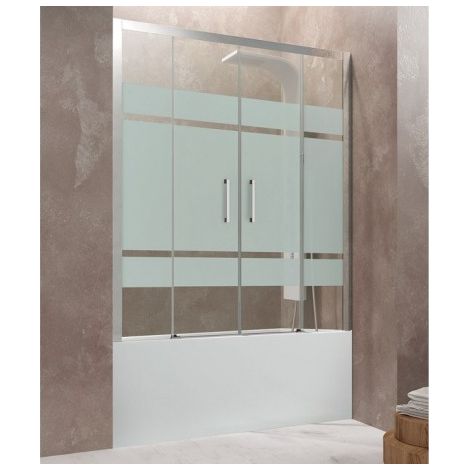 Chiusura vasca AKTUAL SPACIO 2 fissi + 2 scorrevoli - Estensione: 136 - 142 cm , Finiture: Frost (1/2)