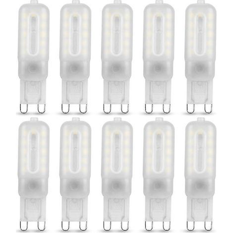 Lot de 10 ampoules LED G9, 5W, lumière blanche froide 6000K, 220V, peut remplacer les ampoules halogènes, non dimmable. (1/5)