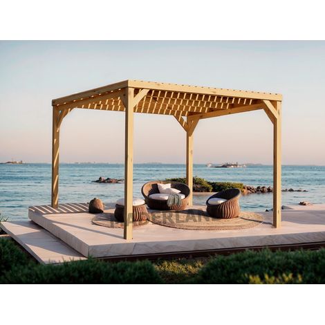 MADERLAND Pergola en bois autoportante - modèle TOULOUSE - 300 x 300 cm (1/3)