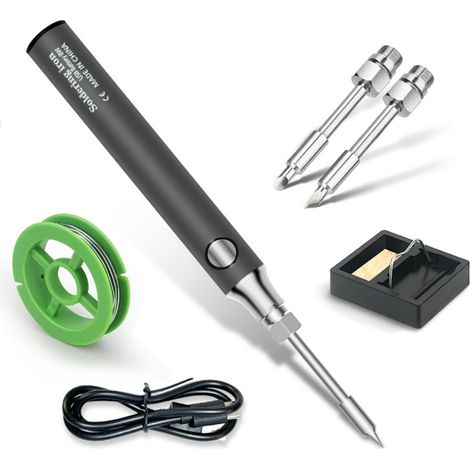 Irovami Mini fer souder USB 5V gris – Panne couteau/sabot, portable – Idéal pour DIY, électronique, réparation (1/5)