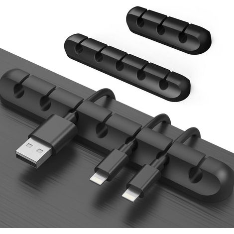 Set di 3 fermacavi, organizer per cavi, ganci in silicone autoadesivi, supporto per cavi di alimentazione e accessori di ricarica, cavo del mouse, PC, di AquaForge (1/5)