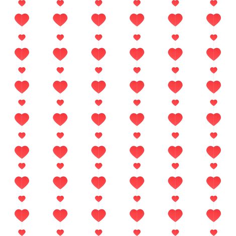 6 Cœurs Rouges Amour Guirlande Décoration Mariage Saint-Valentin Fête (1/5)