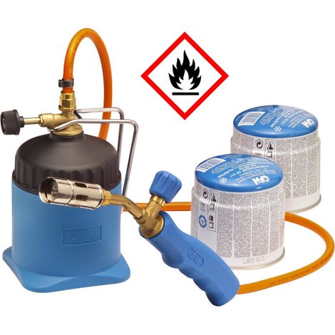Gasbrenner zum Löten und Brennen mit Schlauch LM3000 2 Kartuschen (1/3)