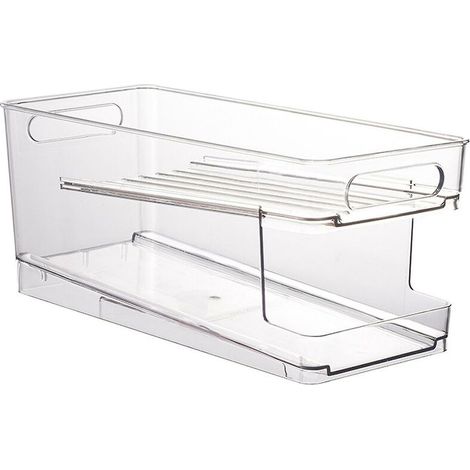 Support Réfrigérateur - Double Étage - Capacité Élevée - Pour Canettes de Bière - Plastique - 34 x 13,5 x 15,3 cm - 1 Pièce
