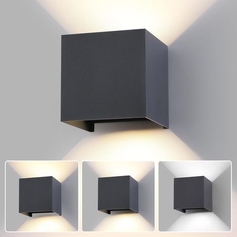 15W LED Wall Light Outdoor Indoor Light Adjustable 3 Colours IP65 Waterproof Outdoor Wall Lamp Modern Square Aluminium Light Angle Adjustment 11CM Anthracite (1/5)
