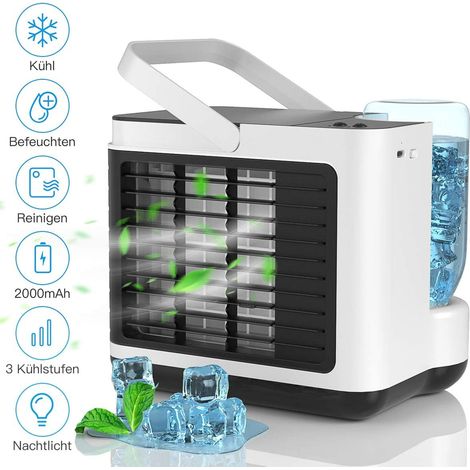 Mini climatiseur mobile 4-en-1, refroidisseur d'air personnel, humidificateur, purificateur d'air, ventilateur USB compact pour bureau et maison. (1/5)