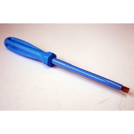 Tournevis plat 5.5x1x100mm isolé 1000V lame acier chromé manche bleu ATEX II pour vis tête fendue DERANCOURT