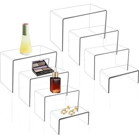 8 Pièces Présentoir en Acrylique Transparent, Présentoir Support Multifonction 4 Tailles pour Cupcakes Desserts Cosmétiques Parfums Presentoir Aperitif Buffet Supports d'affichage de Bijoux (1/5)