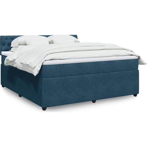 Boxspringbett mit Matratze Blau 180x200 cm Samt (1/5)