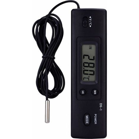 Thermomètre Compteur De Température Numérique à Cristaux Liquides LCD Mesure De L'humidité Capteur De Sonde Cablé pour Réfrigérateur Aquarium Climatiseur (1/5)
