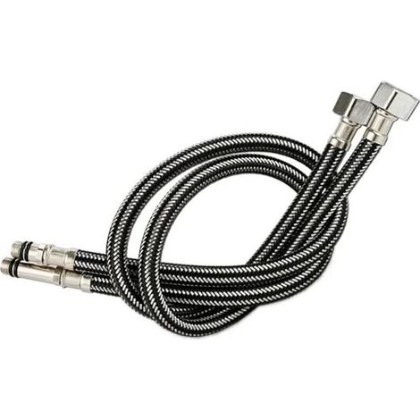 Tuyau d'arrivée d'eau pour robinet - Fil d'acier de 60 cm, lot de 2, lot de 2 tuyaux tressés en nylon et acier inoxydable G1/2'' (1/4)