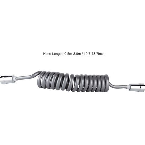 1 flexible de douche bidet, extensible 0,5–2,0 m, raccord G1/2, tube PU, connecteur ABS, gris (1/4)