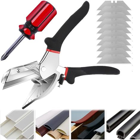 Cisaille À Onglet À Angle 45 ° -135 °, Ciseaux À Goulotte Multifonction Réglables, Pour Pvc, Moulure De Plinthe, Garniture Quart De Rond, Bord De Carrelage, Y Compris 10 Lames De Rechange (1/5)