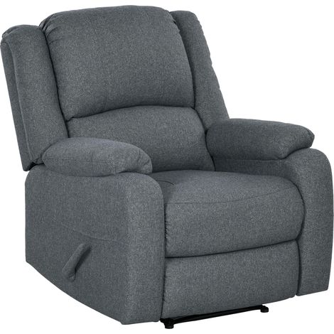 Fauteuil relax manuel , supporte jusqu'à 150 kg, fauteuil TV inclinable aspect lin, avec poignée latérale et repose-pieds.