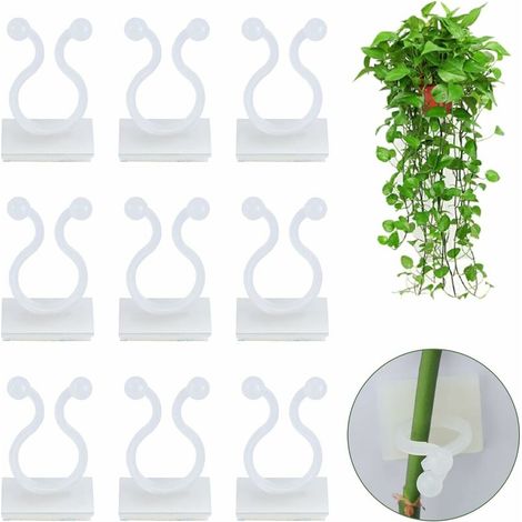 100Pcs Clip de Support pour Plantes Grimpantes, Clips de Plante Auto-adhésif, Clip de Fixation Murale Vigne Vert, Blanc (1/5)