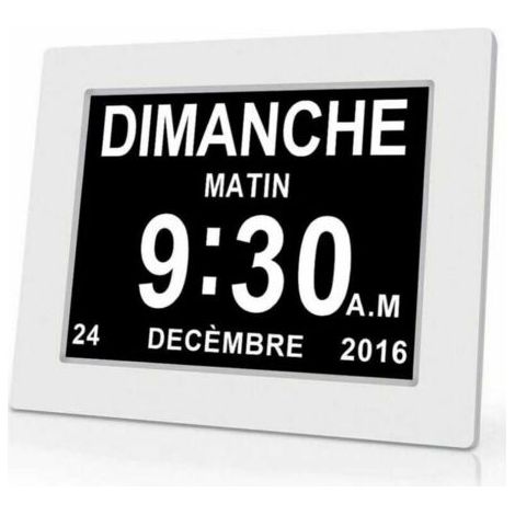 Horloge calendrier numérique One Piece 7 pouces avec date et heure, horloge Alzheimer pour parents, rappel de médicaments pour grands-parents et enfants - Blanc - 20.414.32.4cm (1/5)