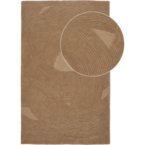 Tapis 200x300cm Tufté Main marron Lignes courbes en relief - LINUS (1/5)