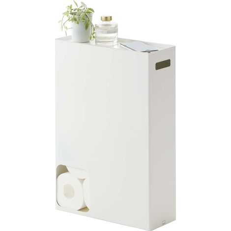 Plate Support pour Papier Toilette, en Acier - jusqu'à 12 Rouleaux, Rangement Compact Gain de Place pour Salle de Bain, WC, hygiénique - 12,5 x 33 x 48 cm, Design Japonais, Blanc (1/5)