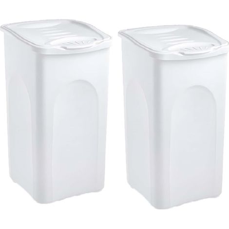Set 2 Bidoni pattumiere per la Raccolta Differenziata 50 litri bianca Plastica Carta Vetro Indifferenziato metallo organico casa ufficio locale commerciale giardino terrazzo (1/4)