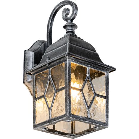 Qazqa – Lanterne murale extérieure argentée vintage – 1 lumière E27 – IP23 – 31,8 cm de haut – Pour ampoules LED – Éclairage romantique
