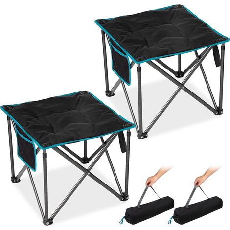 Lot de 2 tabourets de camping pliables - 180 kg - Noir (1/5)