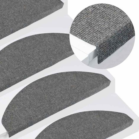 Tapis d'escalier autocollants 15 pcs 65x22,5x3,5 cm Gris (1/5)