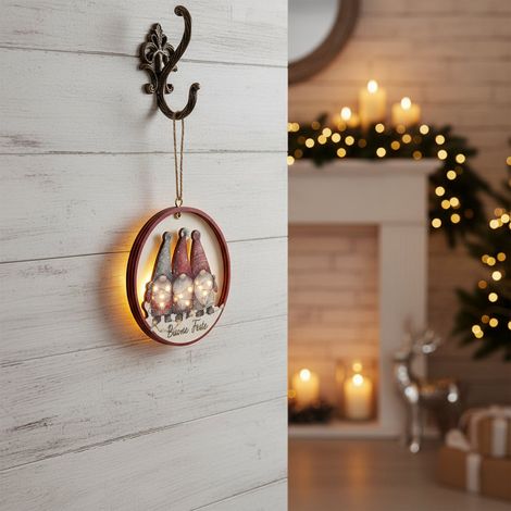 Quadro gnomi con illuminazione decorazione natalizia in scatola regalo (1/3)
