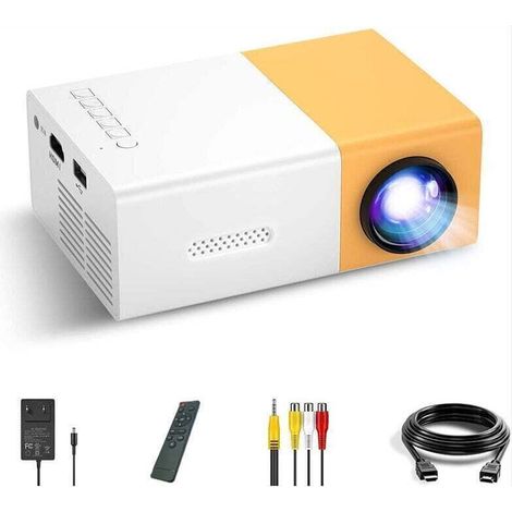 Mini videoprojecteur LED vidéoprojecteur, Portable Movie Retroprojecteur Soutenir 1080p, Cadeau Les Enfants, Compatible avec Smartphone / PS4 / Firestick